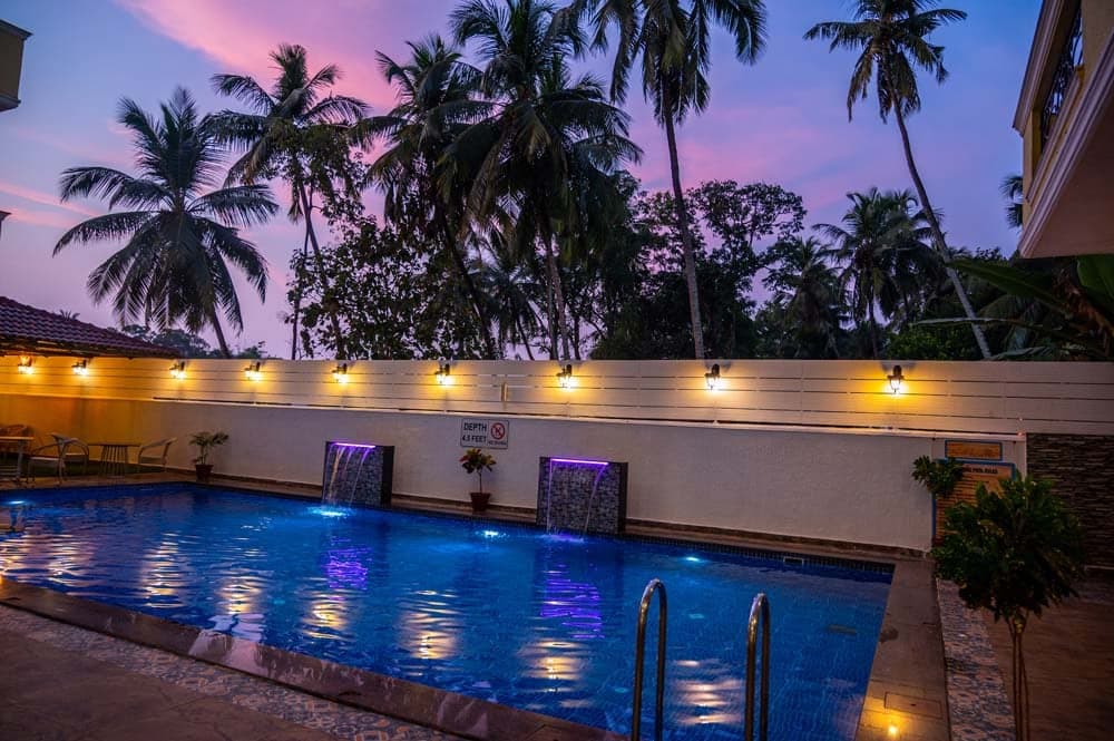 Swimming pool at dusk