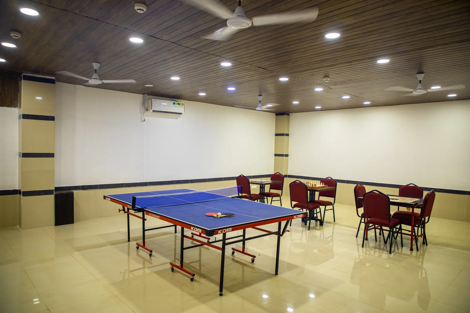 Game zone hall with table tennis and seating