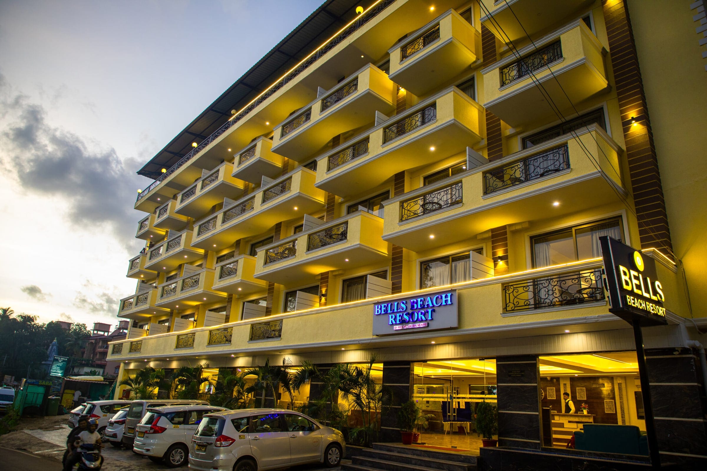 Bells Beach Resort building at dusk